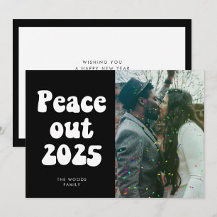 Vrede uit 2023 Retro Nieuwjaar foto Vakantie Feestdagenkaart