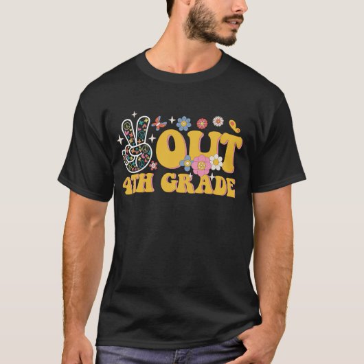 Vrede uit 4e klas Groovy Laatste dag van de school T-shirt (Voorkant)