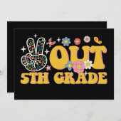 Vrede Uit 5e Klas Groovy Laatste Dag Van School Kaart (Voorkant / Achterkant)