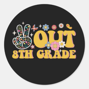 Vrede uit 8e klas Groovy Laatste dag van de school Ronde Sticker