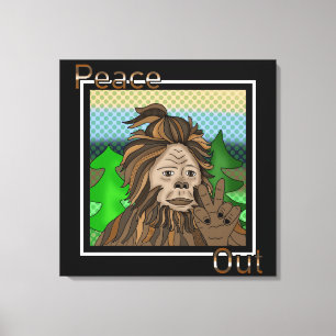 Vrede uit   Bigfoot Sasquatch Pop Art Canvas Afdruk