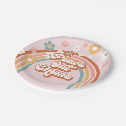Vrede uit Chemo Hippie Rainbow Papieren Bordje (Gekanteld)