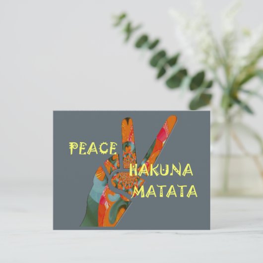 Vrede uit: Hakuna Matata Vibes Sign Briefkaart (Staand voorkant)