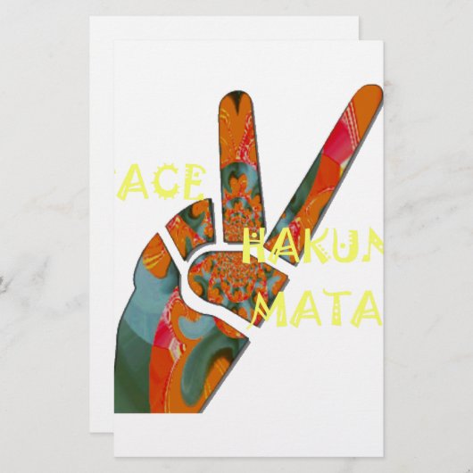 Vrede uit: Hakuna Matata Vibes Sign Briefpapier (Voorkant / Achterkant)