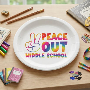 Vrede Uit Middelbare School Tie Dye Laatste Dag Ci Papieren Bordje