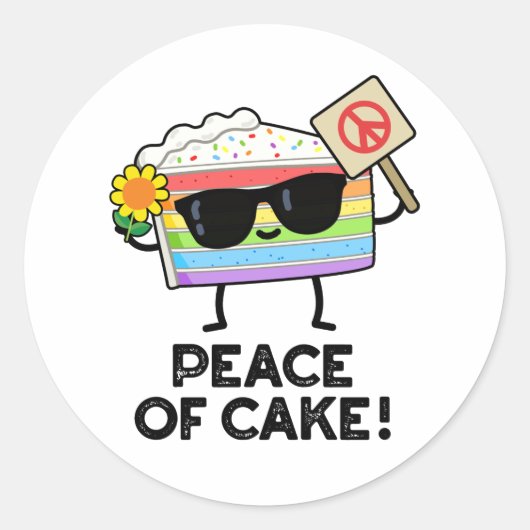 Vrede van Cake Funny Food Pun Ronde Sticker (Voorkant)