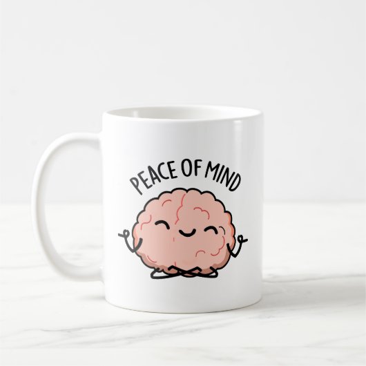 Vrede van de geest Funny Brain Meditation Pun Koffiemok (Links)