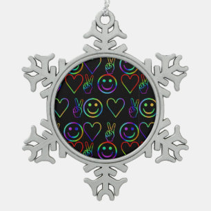 VREDE, VERLIES EN GEZICHT TIN SNEEUWVLOK ORNAMENT