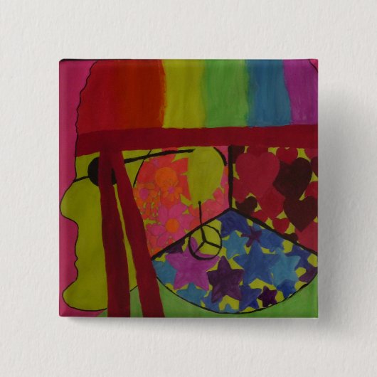 Vrede Vierkante Button 5,1 Cm (Voorkant)