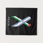Vrede voor Israël en Palestina vlaggen lint zwart Wandkleed (Voorkant (horizontaal))