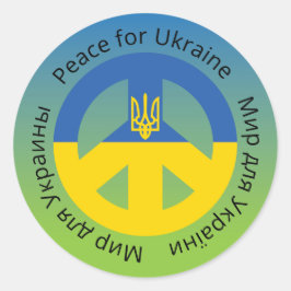 Vrede voor Oekraïne in het Engels Oekraïens en Rus Ronde Sticker