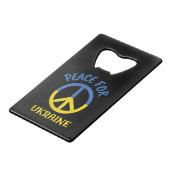 vrede voor Oekraïne Kredietkaart Flessenopener (Voorkant Gekanteld)