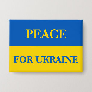 VREDE VOOR OEKRAÏNE. Oekraïense vlag. Button