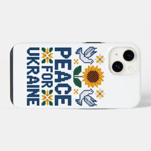 Vrede voor Oekraïne Pixel Folk Art iPhone Hoesje (Achterkant horizontaal)