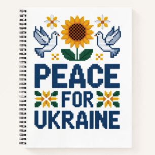 Vrede voor Oekraïne Pixel Folk Art Notitieboek