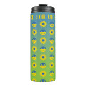 Vrede voor Oekraïne Vredessymbool en zonnebloem Thermosbeker (Voorkant)