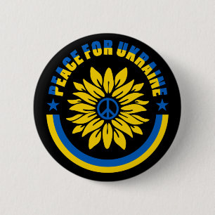 Vrede voor Oekraïne Zelensky Sunflower Ronde Button 5,7 Cm