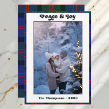 Vrede & Vreugde Gingham Plaid Familie Kerst Foto