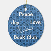 vrede, vreugde, liefde, boekenclub keramisch ornament (Links)