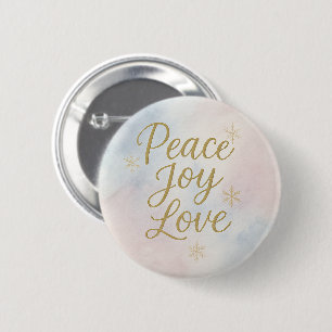 Vrede Vreugde Liefde Elegante Kerstmis Ronde Button 5,7 Cm