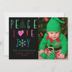 Vrede Vreugde & Liefde Foto Platte Kerstkaart