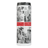 Vrede Vreugde Liefde Rood 6 Fotocollage Script Vak Thermosbeker (Achterkant)