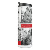 Vrede Vreugde Liefde Rood 6 Fotocollage Script Vak Thermosbeker (Geroteerd rechts)