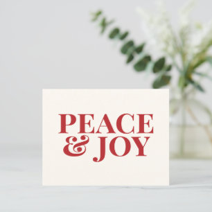 Vrede & Vreugde - Moderne Rode Typografie Kerstmis Briefkaart