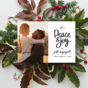 Vrede vreugde, net verloofd, kerstfoto op maat feestdagenkaart