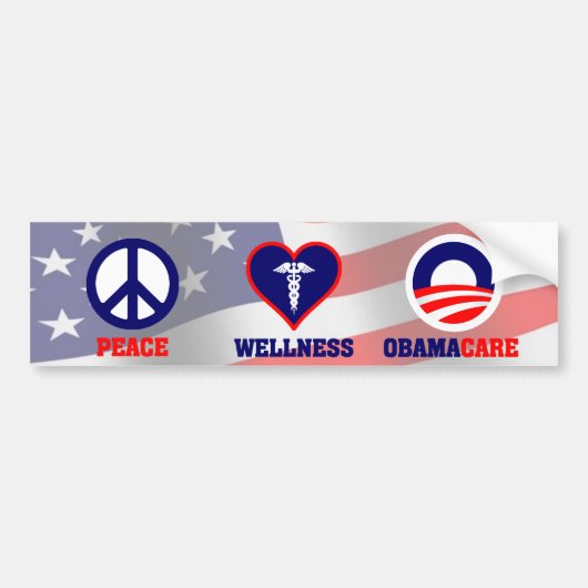 Vrede, Wellness, Obamacare Bumpersticker (Voorkant)
