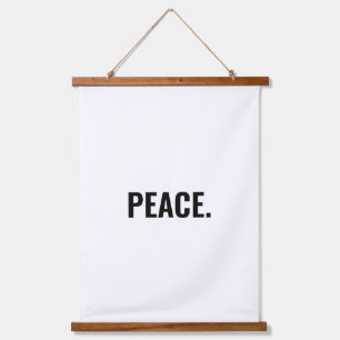 Vrede wit en zwart tekst minimalistische anti-oorl hangend wandkleed