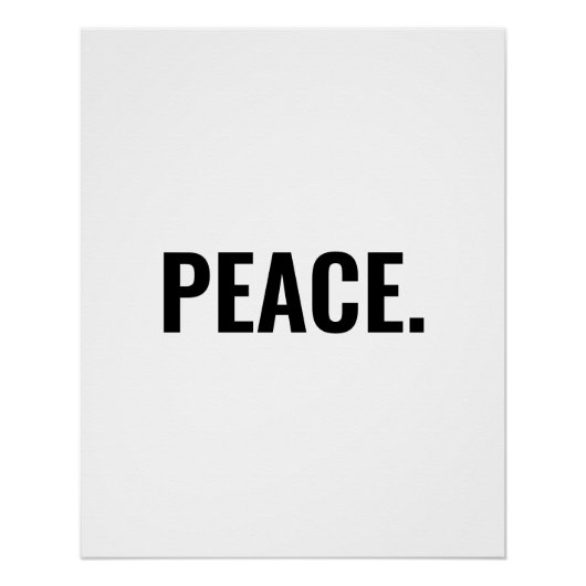 Vrede wit en zwart tekst minimalistische anti-oorl perfect poster (Voorkant)