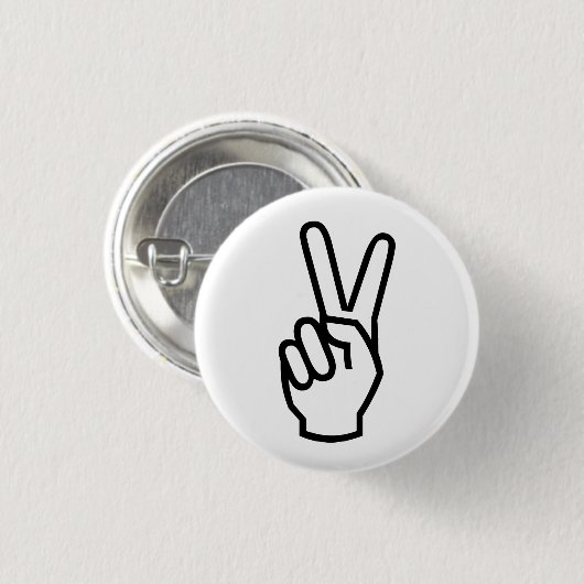 Vrede wit zwart handteken modern grafisch ronde button 3,2 cm (Voorkant /achterkant)