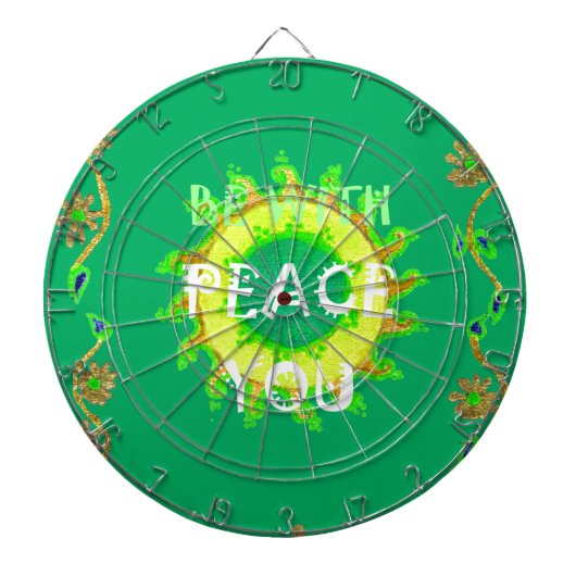 Vrede zij met u: Inspirerend groen en geel Dartbord (Voorkant)