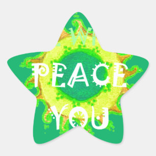 Vrede zij met u: Inspirerend groen en geel Ster Sticker