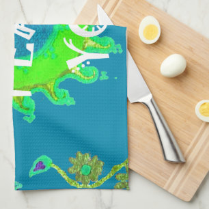 Vrede zij met u: Inspirerend groen en geel Theedoek