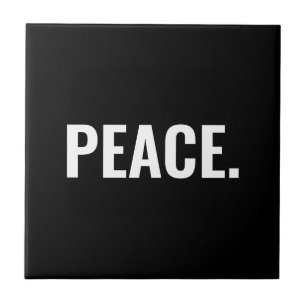 Vrede zwart-wit tekst minimalistische anti-oorlog tegeltje