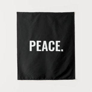 Vrede zwart-wit tekst minimalistische anti-oorlog wandkleed