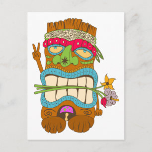 Vredelievende, bloemen gekke Tiki Hippie Briefkaart