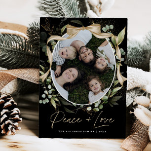 Vredes Liefde Gouden Boog Groene Kerst Foto Kaart