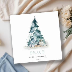 Vredes Sneeuw Aquarel Pijnboom Kerstboom Cadeaus Feestdagenkaart