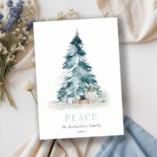 Vredes Sneeuw Aquarel Pijnboom Kerstboom Cadeaus Feestdagenkaart