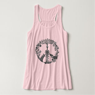 Vredesbloem Tekening Cute Boho Hippie Bloemen Kuns Tanktop