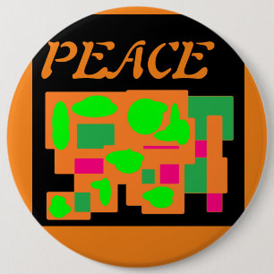 Vredesboodschap perzik groen en roze logo ontwerp ronde button 6,0 cm