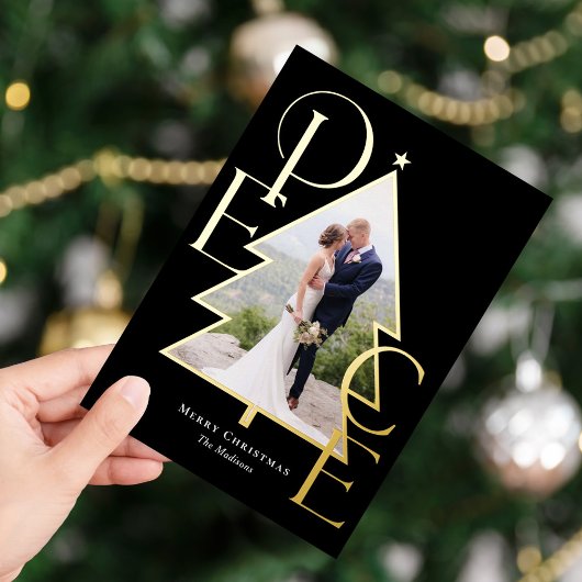 Vredesboom ECHT FOIL Moderne Kerst Foto Kaart