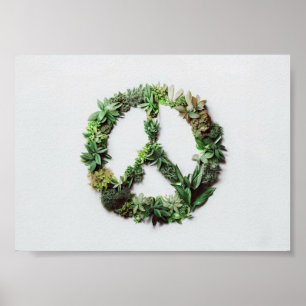 Vredesbord gemaakt van bladeren poster
