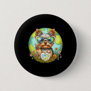 Vredesbord Hand Yorkshire Terrier Kinder Mannen vr Ronde Button 5,7 Cm