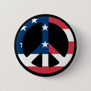 Vredesbord met Amerikaanse vlag Ronde Button 5,7 Cm