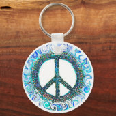 Vredesbord met blauwe golven sleutelhanger (Voorkant)