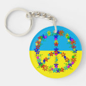 Vredesbord met bloemen, oekraïnse vlag sleutelhanger (Voorkant)